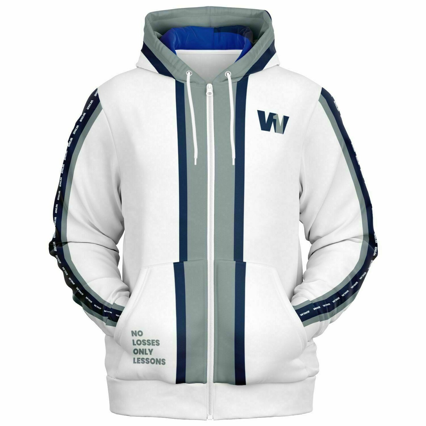 W1NR blue silver Zip-Up Hoodie