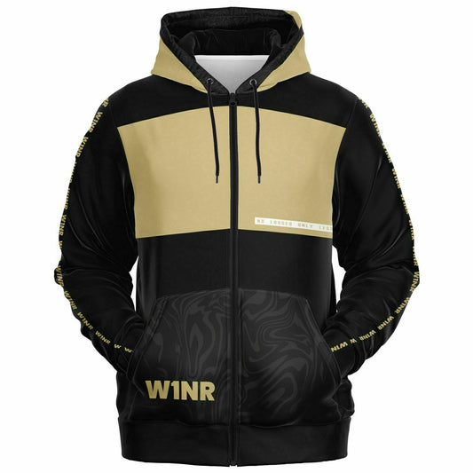 W1NR black and gold Fashion Zip-Up Hoodie