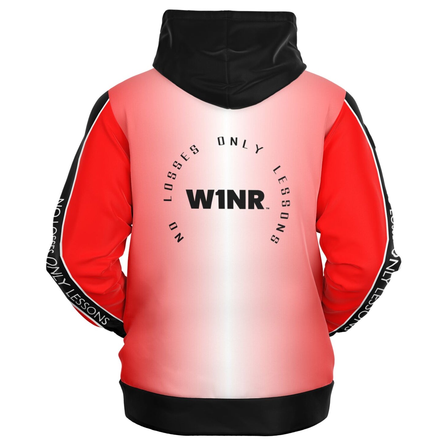 W1NR red, black and white Fashion Zip-Up Hoodie