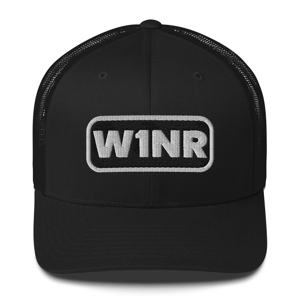 W1NR black and white logo Trucker Cap