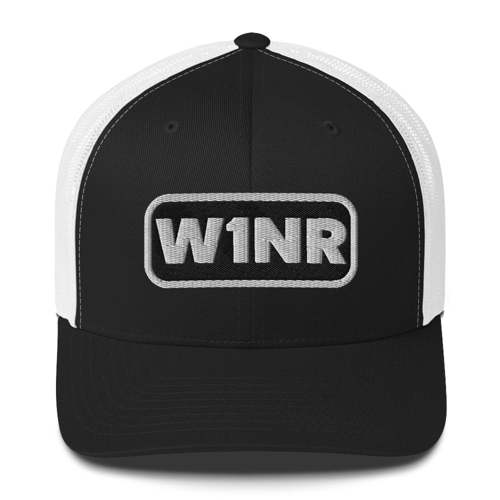 W1NR black and white logo Trucker Cap