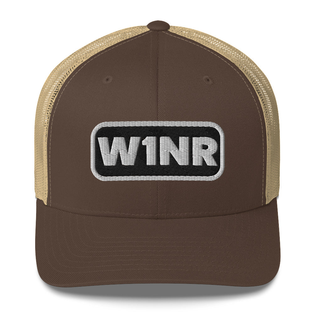 W1NR black and white logo Trucker Cap