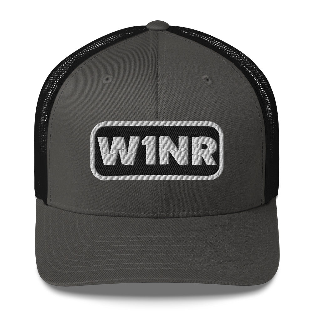 W1NR black and white logo Trucker Cap