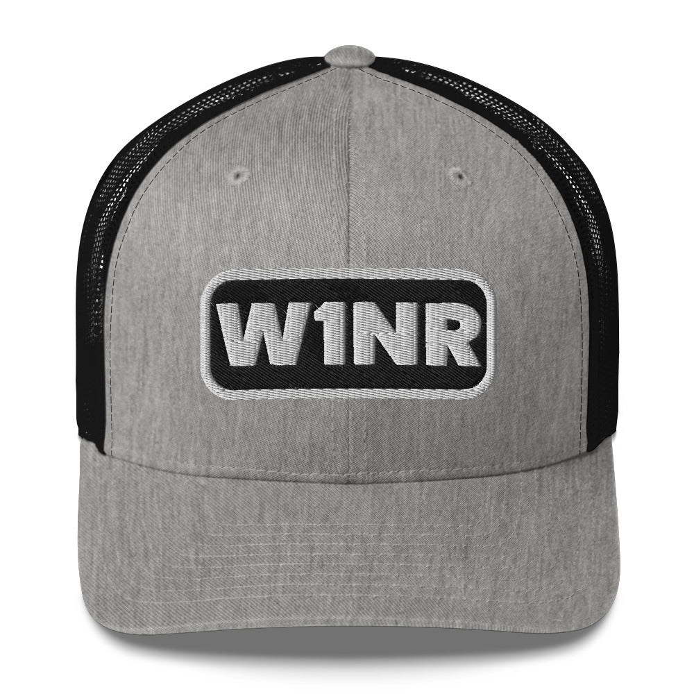 W1NR black and white logo Trucker Cap