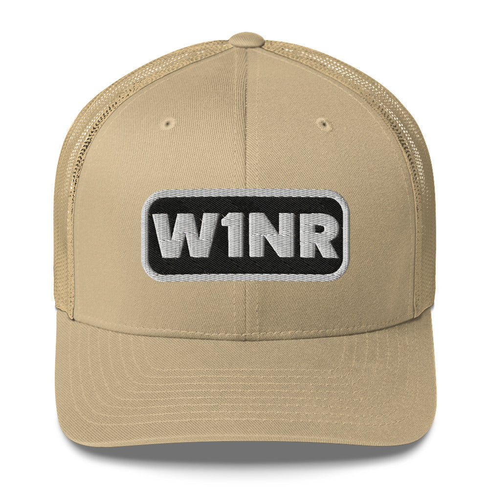 W1NR black and white logo Trucker Cap