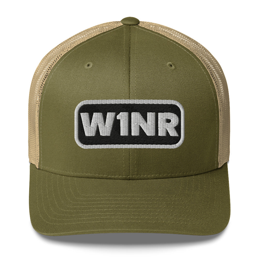 W1NR black and white logo Trucker Cap