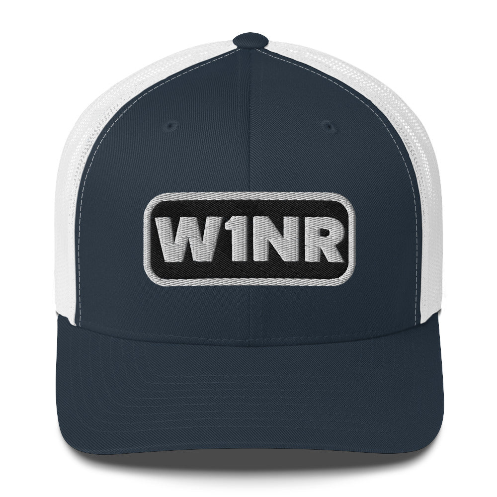 W1NR black and white logo Trucker Cap