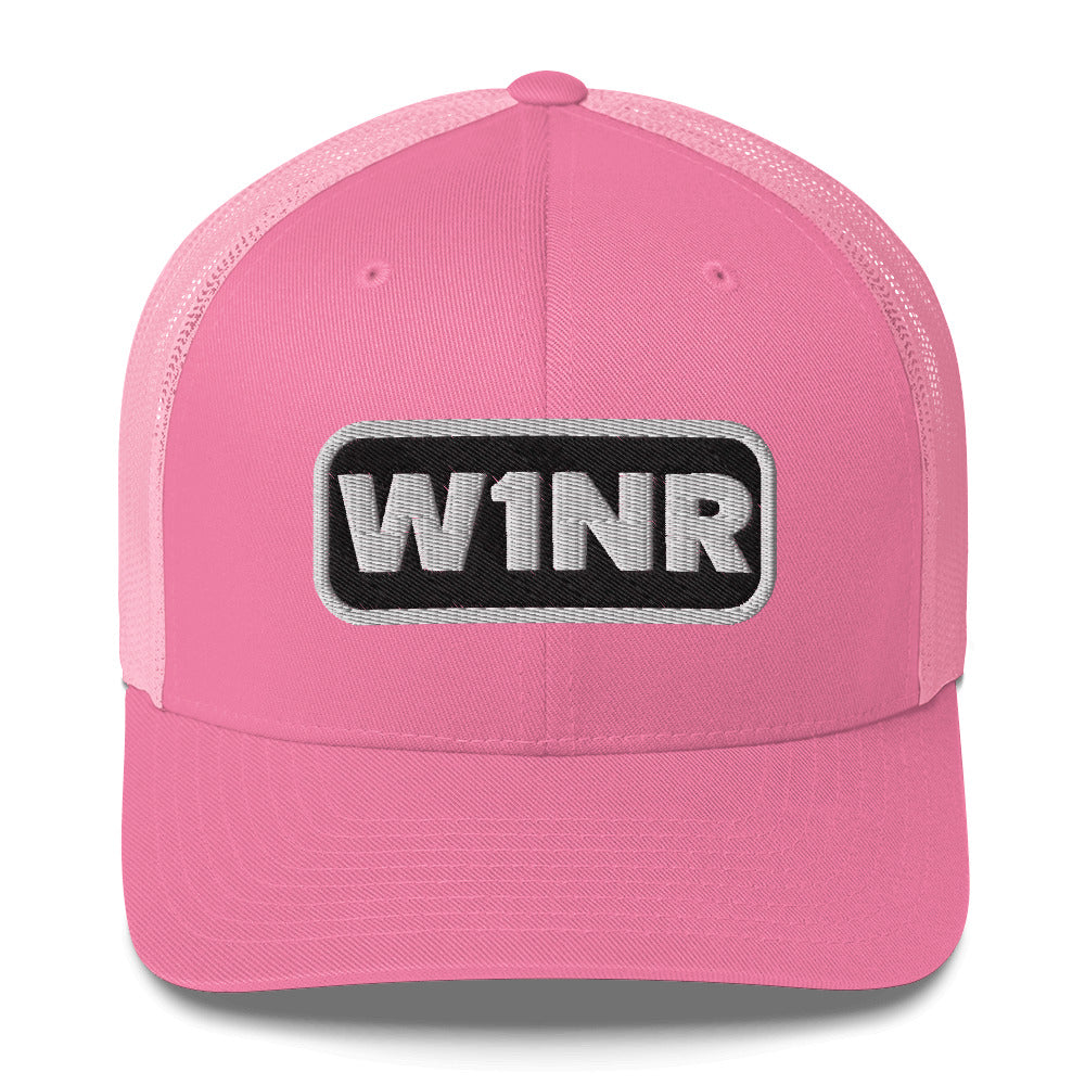 W1NR black and white logo Trucker Cap