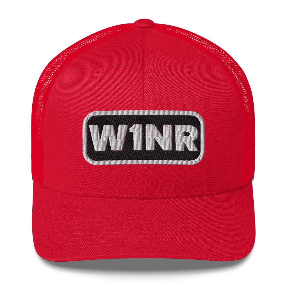 W1NR black and white logo Trucker Cap