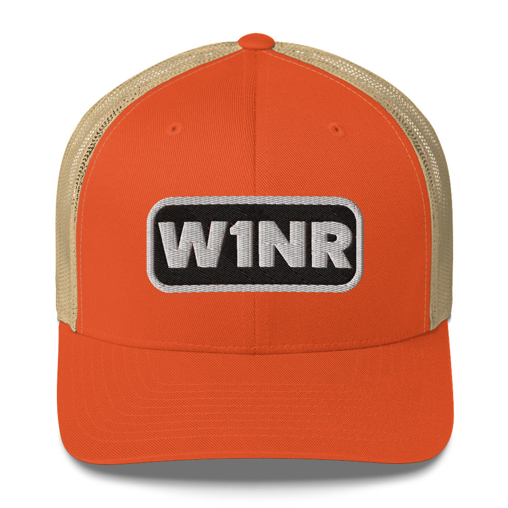 W1NR black and white logo Trucker Cap