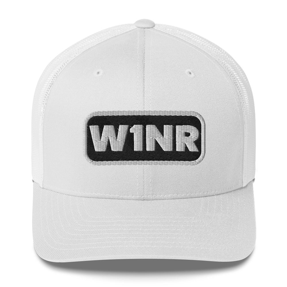 W1NR black and white logo Trucker Cap