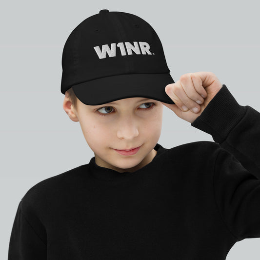 W1NR white Youth baseball cap