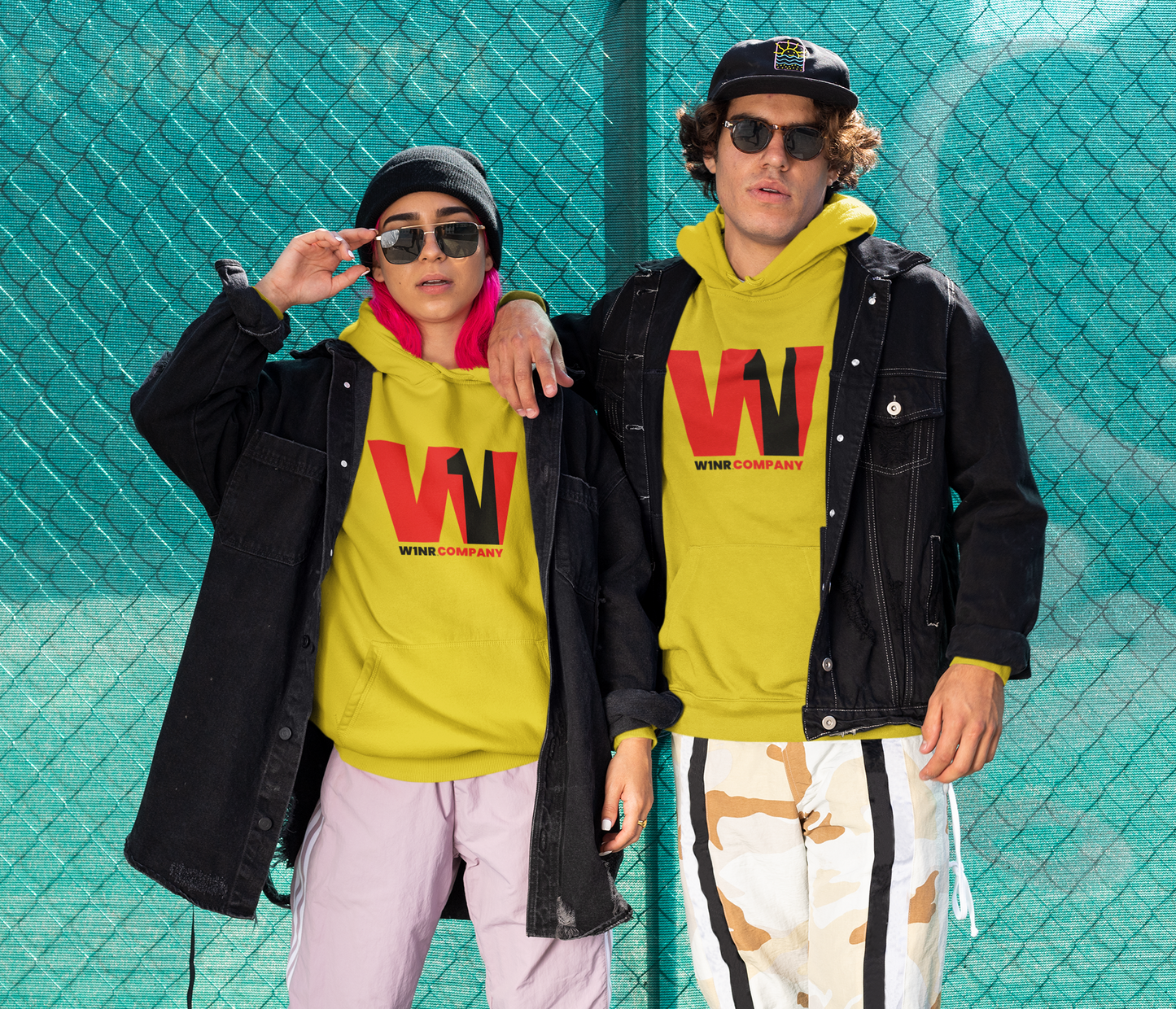 W1NR W yellow pullover hoody